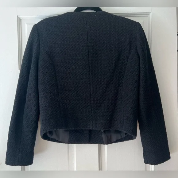 Mango Tweed Jacket with Pockets in Black - Size XXS